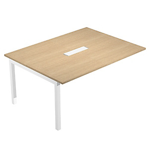 Linea Wood Modulo aggiuntivo per tavolo riunioni con gambe metalliche, 160 x 120 x 72,5 cm, Piano Rovere, Gamba Bianca