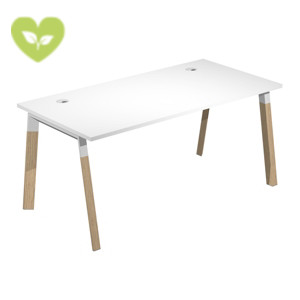 Linea Wood Scrivania operativa, 180 x 80 x 72,5 cm, Piano Bianco, Gambe legno/metallo Rovere/Bianco Linea Wood Scrivania operativa, 180 x 80 x 72,5 cm, Piano Bianco, Gambe legno/metallo Rovere/Bianco