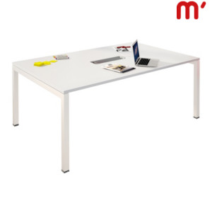 Linea Work Direction Tavolo riunioni rettangolare, 160 x 120 x 74,6 cm, Piano Bianco, Gambe metalliche Bianche Linea Work Direction Tavolo riunioni rettangolare, 160 x 120 x 74,6 cm, Piano Bianco, Gambe metalliche Bianche