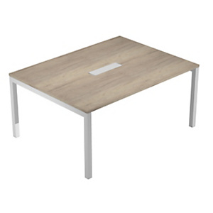 Linea Work Direction Tavolo riunioni rettangolare, 160 x 120 x 74,6 cm, Piano Rovere Canadian, Gambe metalliche Bianche Linea Work Direction Tavolo riunioni rettangolare, 160 x 120 x 74,6 cm, Piano Rovere Canadian, Gambe metalliche Bianche