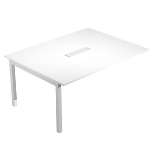 Linea Work Modulo intermedio per tavolo riunioni rettangolare, 160 x 120 x 74,6 cm, Piano Bianco, Gamba Grigia