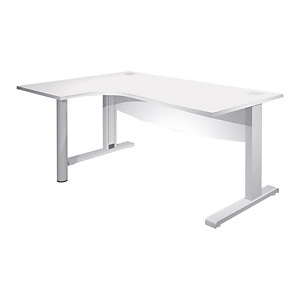 Linea Work Scrivania informatica, Piano sinistro, Fianchi in metallo a L, Pannello frontale, cm 180 x 80/120 x 73 h, Bianco Linea Work Scrivania informatica, Piano sinistro, Fianchi in metallo a L, Pannello frontale, cm 180 x 80/120 x 73 h, Bianco