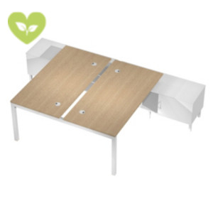 Linea Work Space 2 Postazioni contrapposte con Mobile Consolle, 205 x 288 x 74,6 cm, Piano Rovere, Gambe metalliche Bianche Linea Work Space 2 Postazioni contrapposte con Mobile Consolle, 205 x 288 x 74,6 cm, Piano Rovere, Gambe metalliche Bianche