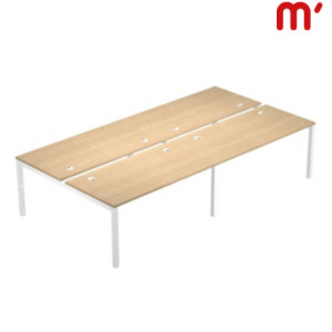 Linea Work Space 4 Postazioni contrapposte, 280 x 166 x 74,6 cm, Piano Rovere, Gambe metalliche Bianche Linea Work Space 4 Postazioni contrapposte, 280 x 166 x 74,6 cm, Piano Rovere, Gambe metalliche Bianche