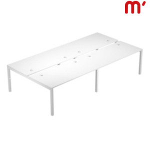 Linea Work Space 4 Postazioni contrapposte, 320 x 166 x 74,6 cm, Piano Bianco, Gambe metalliche Bianche Linea Work Space 4 Postazioni contrapposte, 320 x 166 x 74,6 cm, Piano Bianco, Gambe metalliche Bianche