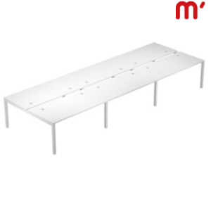 Linea Work Space 6 Postazioni contrapposte, 480 x 166 x 74,6 cm, Piano Bianco, Gambe metalliche Bianche Linea Work Space 6 Postazioni contrapposte, 480 x 166 x 74,6 cm, Piano Bianco, Gambe metalliche Bianche