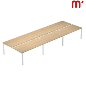 Linea Work Space 6 Postazioni contrapposte, 480 x 166 x 74,6 cm, Piano Rovere, Gambe metalliche Bianche Linea Work Space 6 Postazioni contrapposte, 480 x 166 x 74,6 cm, Piano Rovere, Gambe metalliche Bianche