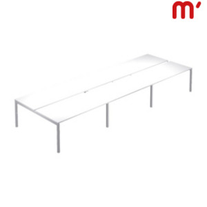 Linea Work Space 6 Postazioni contrapposte, 540 x 166 x 74,6 cm, Piano Bianco, Gambe metalliche Grigie Linea Work Space 6 Postazioni contrapposte, 540 x 166 x 74,6 cm, Piano Bianco, Gambe metalliche Grigie