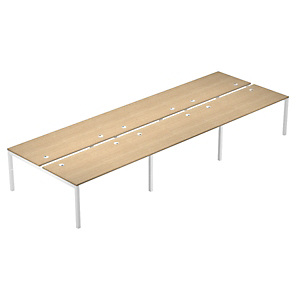 Linea Work Space 6 Postazioni contrapposte, affiancate cm 540 x 168 x 73 h, Piano Rovere, Gamba metal Bianco Linea Work Space 6 Postazioni contrapposte, affiancate cm 540 x 168 x 73 h, Piano Rovere, Gamba metal Bianco
