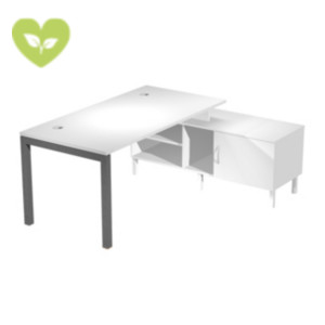 Linea Work Space Scrivania operativa con Mobile Consolle, 145 x 140 x 74,6 cm, Piano Bianco, Gambe metalliche Antracite Linea Work Space Scrivania operativa con Mobile Consolle, 145 x 140 x 74,6 cm, Piano Bianco, Gambe metalliche Antracite