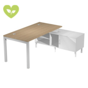 Linea Work Space Scrivania operativa con Mobile Consolle, 145 x 140 x 74,6 cm, Piano Rovere, Gambe metalliche Grigie Linea Work Space Scrivania operativa con Mobile Consolle, 145 x 140 x 74,6 cm, Piano Rovere, Gambe metalliche Grigie