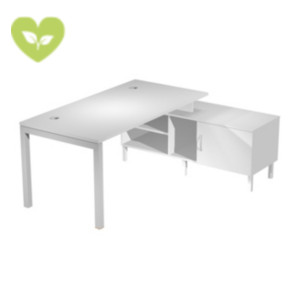 Linea Work Space Scrivania operativa con Mobile Consolle, 165 x 140 x 74,6 cm, Piano Bianco, Gambe metalliche Grigie Linea Work Space Scrivania operativa con Mobile Consolle, 165 x 140 x 74,6 cm, Piano Bianco, Gambe metalliche Grigie