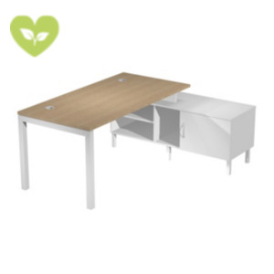 Linea Work Space Scrivania operativa con Mobile Consolle, 205 x 140 x 74,6 cm, Piano Rovere, Gambe metalliche Bianche Linea Work Space Scrivania operativa con Mobile Consolle, 205 x 140 x 74,6 cm, Piano Rovere, Gambe metalliche Bianche