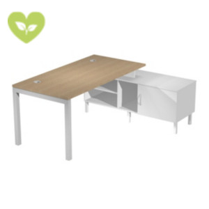 Linea Work Space Scrivania operativa con Mobile Consolle, 205 x 140 x 74,6 cm, Piano Rovere, Gambe metalliche Grigie Linea Work Space Scrivania operativa con Mobile Consolle, 205 x 140 x 74,6 cm, Piano Rovere, Gambe metalliche Grigie