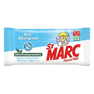 Lingettes antibactériennes anti-allergènes surfaces St Marc étui de 84