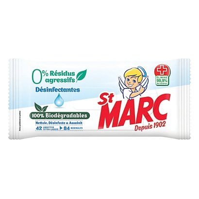Lingettes antibactériennes dégraissantes surfaces St Marc, étui de 84 - 1