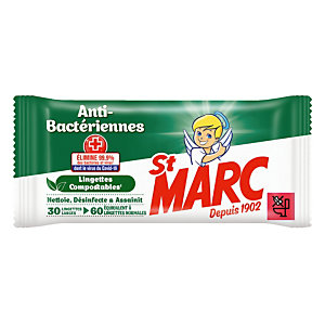 Lingettes antibactériennes St Marc, paquet de 60