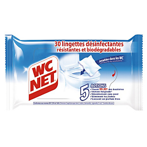 Lingettes désinfectantes WC Net 5 actions, étui de 30 lingettes Lingettes désinfectantes WC Net 5 actions, étui de 30 lingettes