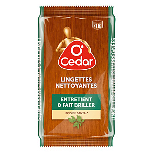 Lingettes nettoyantes et dépoussiérantes O'Cedar bois de santal, étui de 18 lingettes Lingettes nettoyantes et dépoussiérantes O'Cedar bois de santal, étui de 18 lingettes
