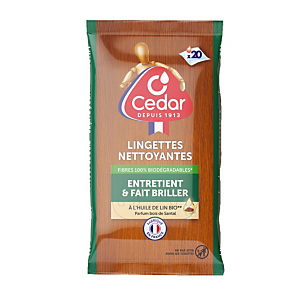 Lingettes nettoyantes et dépoussiérantes O'Cedar bois de santal, étui de 20 lingettes Lingettes nettoyantes et dépoussiérantes O'Cedar bois de santal, étui de 20 lingettes