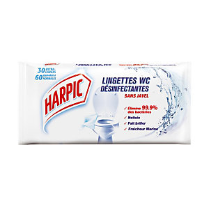 Lingettes désinfectantes nettoyantes pour WC Harpic, étui de 30