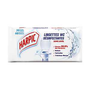 Lingettes désinfectantes nettoyantes pour WC Harpic, étui de 30 Lingettes désinfectantes nettoyantes pour WC Harpic, étui de 30