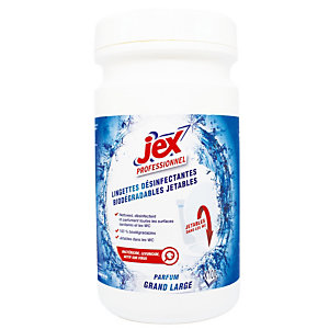 Lingettes désinfectantes sanitaires biodégradables Jex, boîte de 100