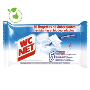 Lingettes désinfectantes sanitaires WC Net 5 actions, étui de 30