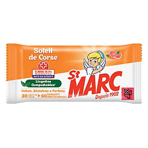 Lingettes désinfectantes St Marc Soleil de Corse, paquet de 60