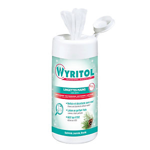 Lingettes désinfectantes Wyritol pour mains, boite de 100