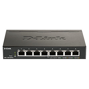 D-Link DGS-1100-08PV2, Géré, L2/L3, Gigabit Ethernet (10/100/1000), Full duplex, Connexion Ethernet, supportant l'alimentation via ce port (PoE)