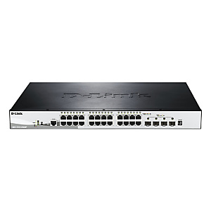 D-Link DGS-1510-28XMP, Géré, L2/L3, Gigabit Ethernet (10/100/1000), Full duplex, Connexion Ethernet, supportant l'alimentation via ce port (PoE), Gril