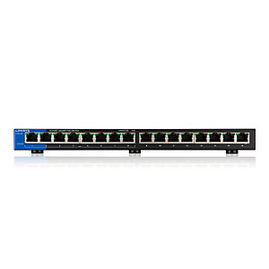 Linksys Conmutador PoE Gigabit de escritorio con 16 puertos (LGS116P), No administrado, Gigabit Ethernet (10/100/1000), Energía sobre Ethernet (PoE), Montaje de pared LGS116P-EU