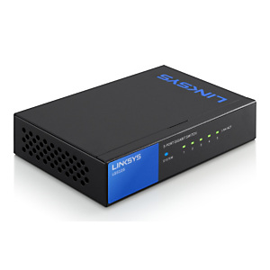 Linksys Escritorio de 5 puertos Conmutador Gigabit (LGS105), No administrado, Gigabit Ethernet (10/100/1000), Montaje de pared LGS105-EU Linksys Escritorio de 5 puertos Conmutador Gigabit (LGS105), No administrado, Gigabit Ethernet (10/100/1000), Montaje de pared LGS105-EU