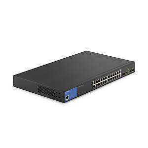Linksys Switch de red Gigabit administrado de 24 puertos con 4 ranuras SFP de enlace de subida de 1 Gb, PoE/PoE+, Gestionado, L3, Gigabit Ethernet (10/100/1000), Energía sobre Ethernet (PoE) LGS328PC