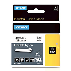 Lint in nylon Dymo 12 mm x 3,5 m voor labelprinter Rhino 4200 in wit