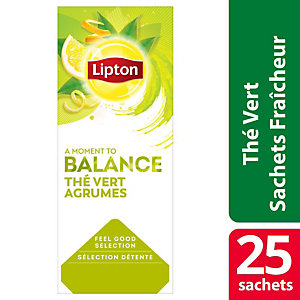 LIPTON 25 sachets enveloppés de thé vert citron Lipton