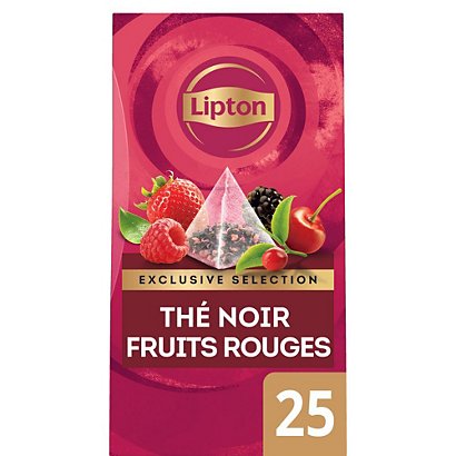 Lipton Exclusive Selection Thé Noir Fruits Rouges - 25 sachets pyramide - 1