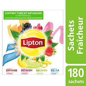 Lipton Feel Good Selection Coffret Thés et Infusions - 180 sachets fraîcheur - boîte 12 x 15 unités
