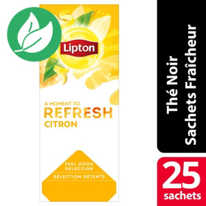 Lipton Feel Good Selection Thé Noir Citron - 25 sachets fraîcheur Lipton Feel Good Selection Thé Noir Citron - 25 sachets fraîcheur