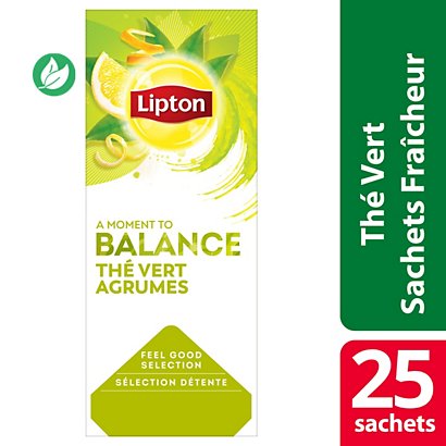 Lipton Feel Good Selection Thé Vert Agrumes - 25 sachets fraîcheur - 1