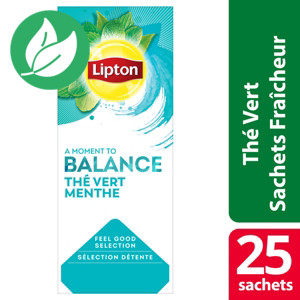 Lipton Feel Good Selection Thé Vert Menthe - 25 sachets fraîcheur Lipton Feel Good Selection Thé Vert Menthe - 25 sachets fraîcheur