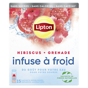 Lipton Préparation aromatisée pour infusion à froid Hibiscus et Grenade - 15 sachets pyramide