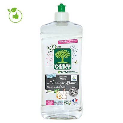 Liquide vaisselle écologique 2 en 1 L'Arbre Vert vinaigre poire 750 ml