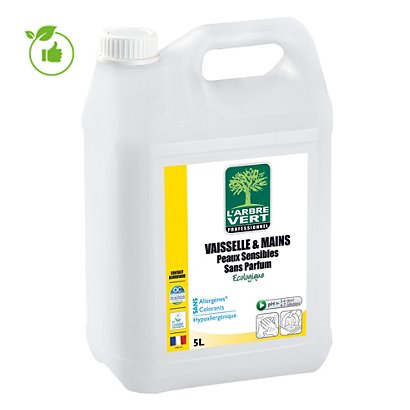 Liquide vaisselle écologique L'Arbre Vert peaux sensibles 5 L - 1