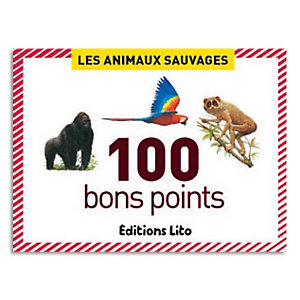 LITO DIFFUSION Boîte de 100 bons points animaux sauvage