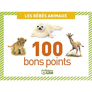 LITO DIFFUSION Boîte de 100 bons points bébés animaux, format 7,8 x 5,7 cm