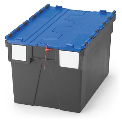 Loadhog Attached Lid Container, 40L, blue, 600 x 400 x 250mm - 1