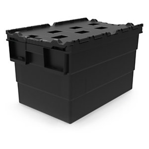 Loadhog Black Recycled Attached Lid Containers