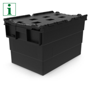 Loadhog Black Recycled Attached Lid Containers